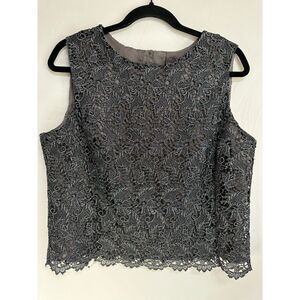 Coldwater Creek Women's Lace Sleeveless Blouse Sz14 Fully Lined Crop Top Blouse